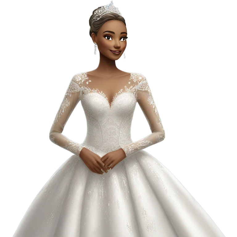 Hyper Realistic ornate ballgown long sleeve Wedding dress displays with diamanté  emoji
