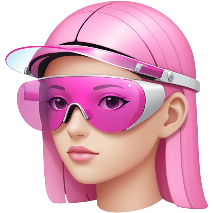 slim frameless pink visor sunglasses, Y2K cyber style, single piece lens emoji