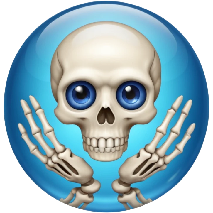 Crystal ball with skeleton hands and small eyeball inside emoji