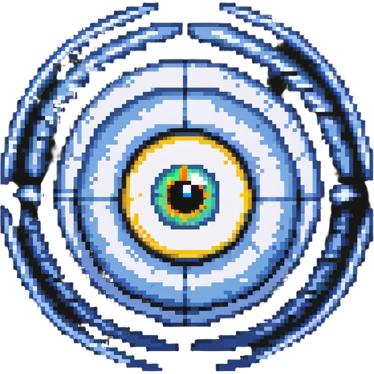 Pixel art dizzy eyeball with spiral emoji