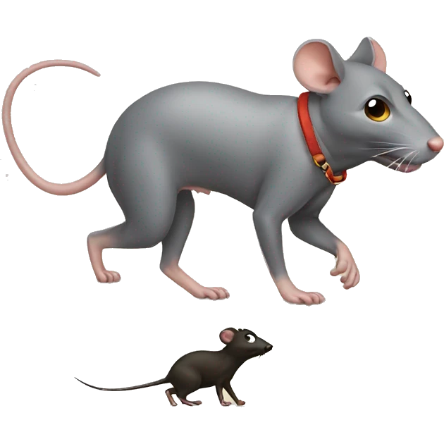 Rat walking a dog emoji
