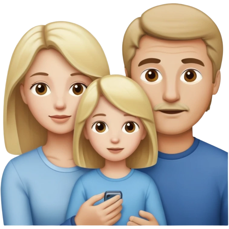 White family, 1 mom with brown hair, 1 dad with Blonde hair playing  emoji