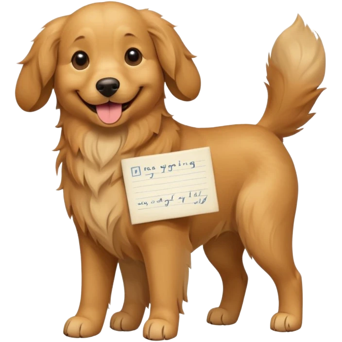 funny dog with full body with note emoji