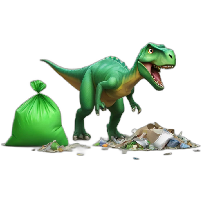 dinosaur throwing rubbish emoji