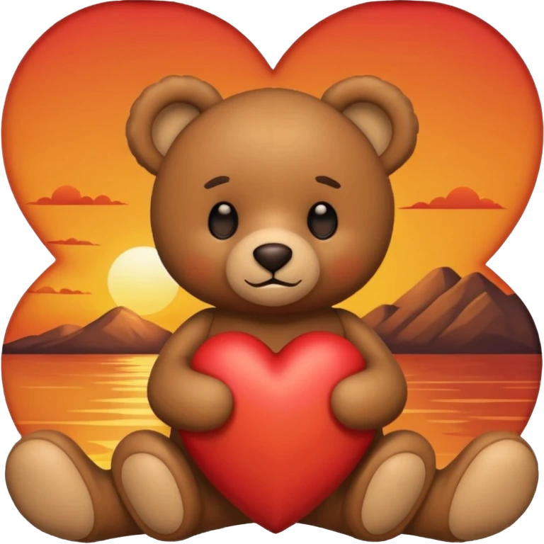 Teddy bear and sunset emoji