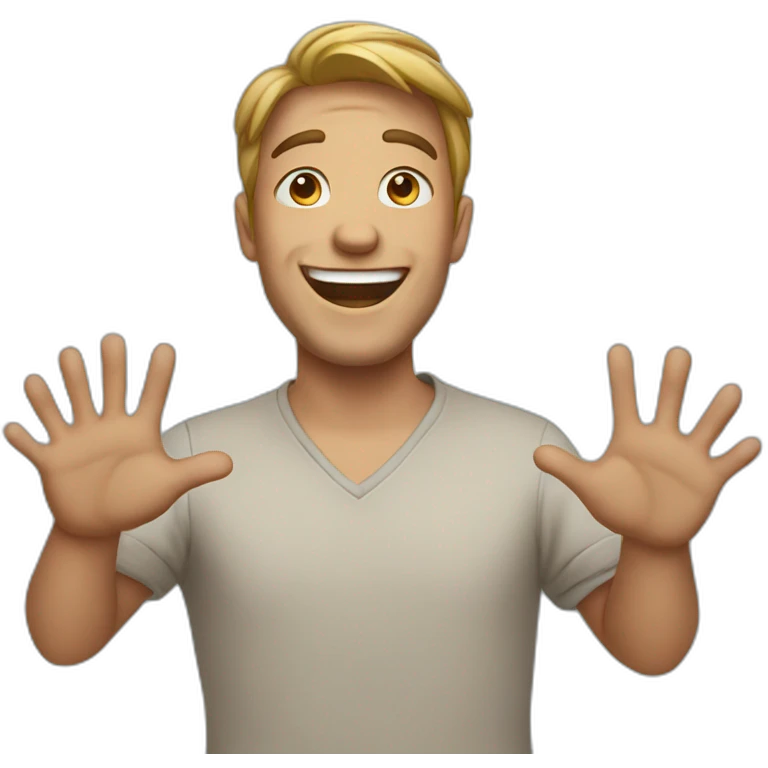 happy guy with open hands emoji