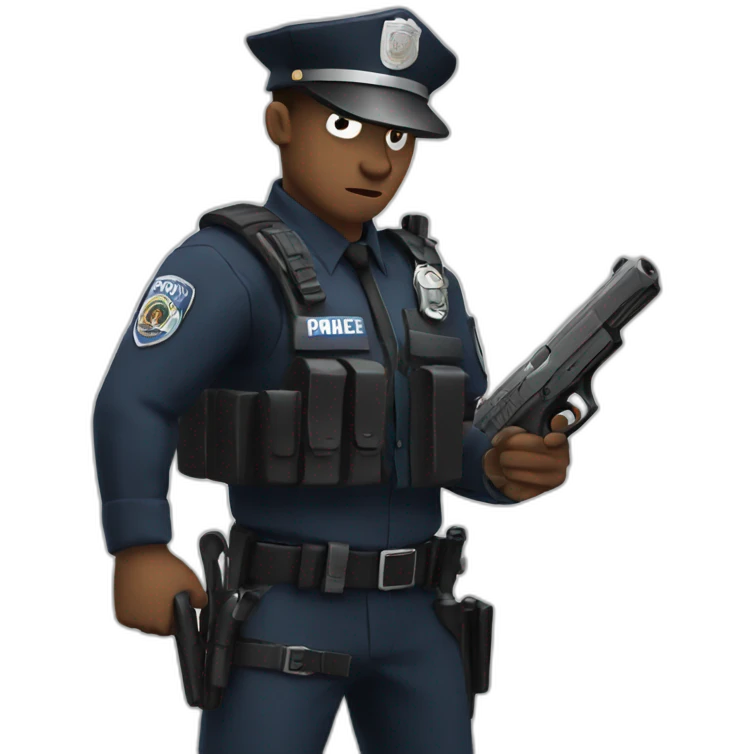 Police holding a gun to panda emoji