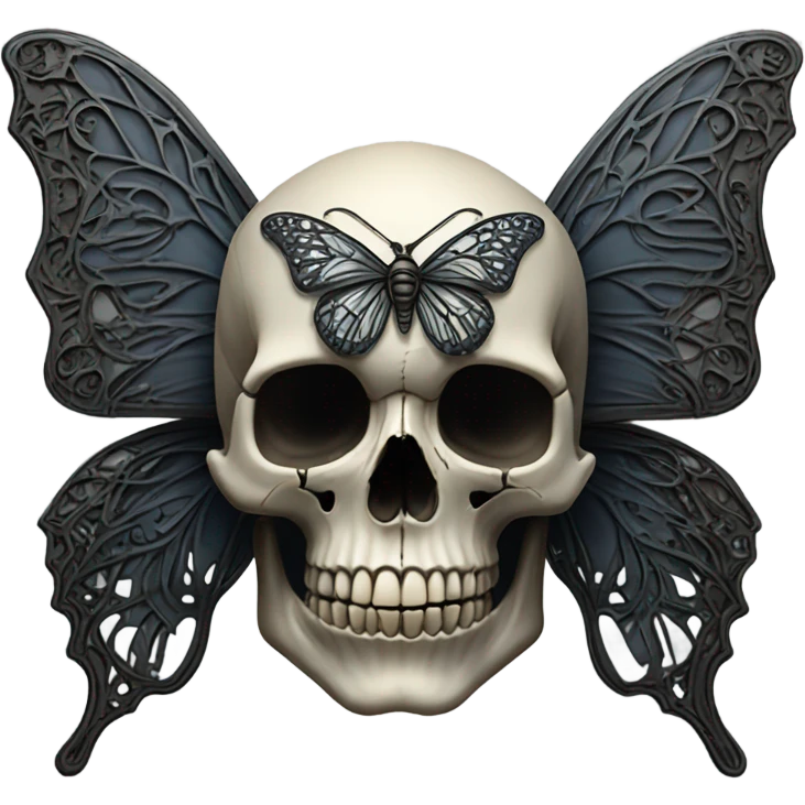 Goth skull butterfly emoji