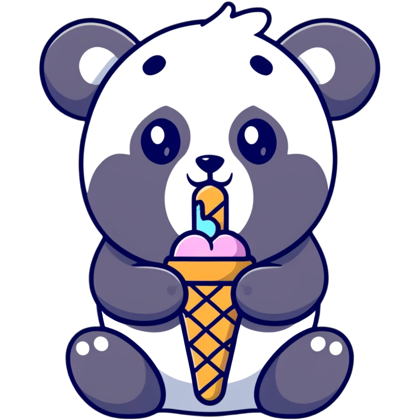 Panda eating ice cream emoji