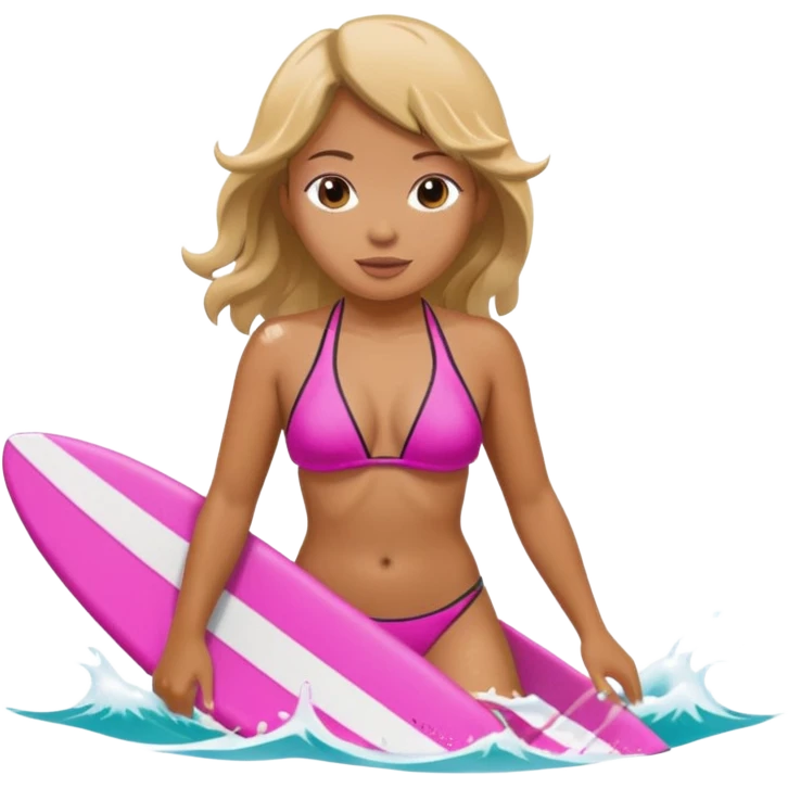 waves with tan female filipino surfer inside on a pink bikini emoji