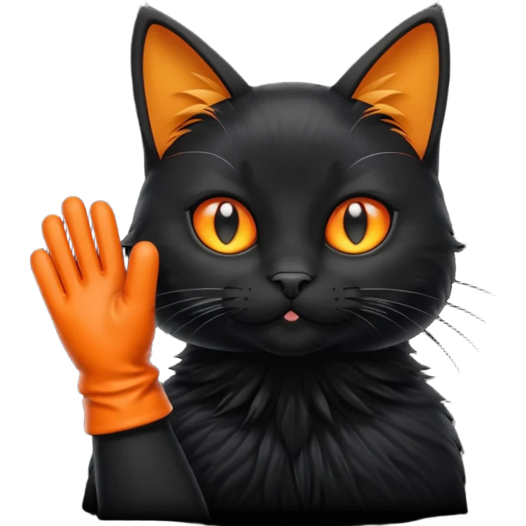 Black cat wearing gloves emoji