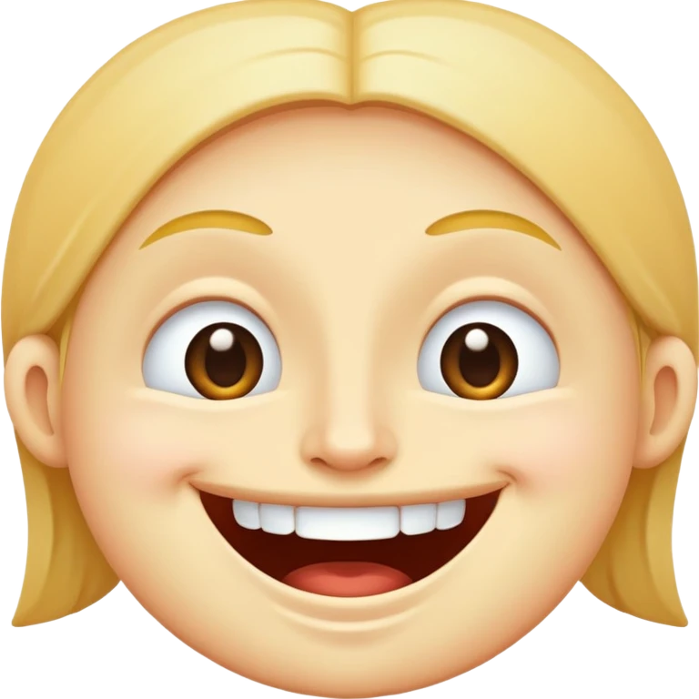 Smiling face with no teeth mouth high on face emoji