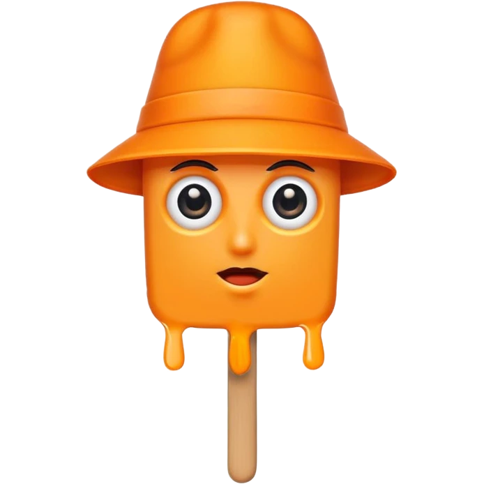 orange popsicle with eyes and hat emoji