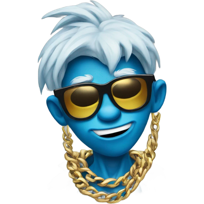 Blue grinch with sunglasses and gold chain emoji