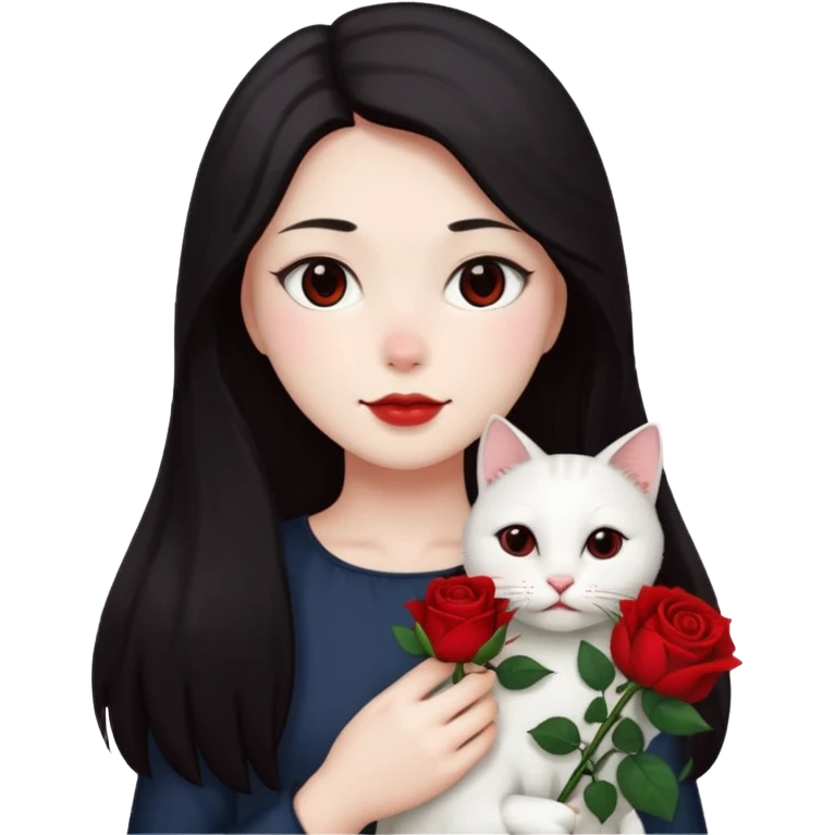 Flower 🌹in hand whiteout face in hand cat emoji