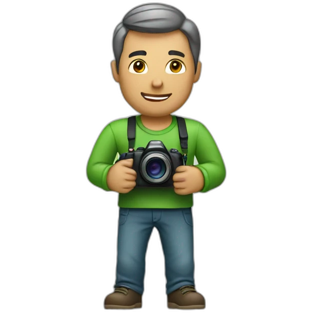 man with camera in green shirt emoji