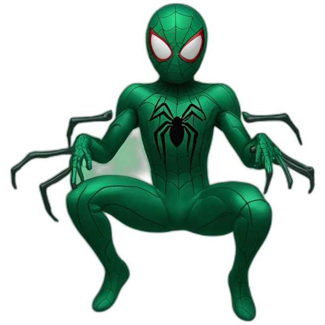 Man spider suit dark green in action emoji