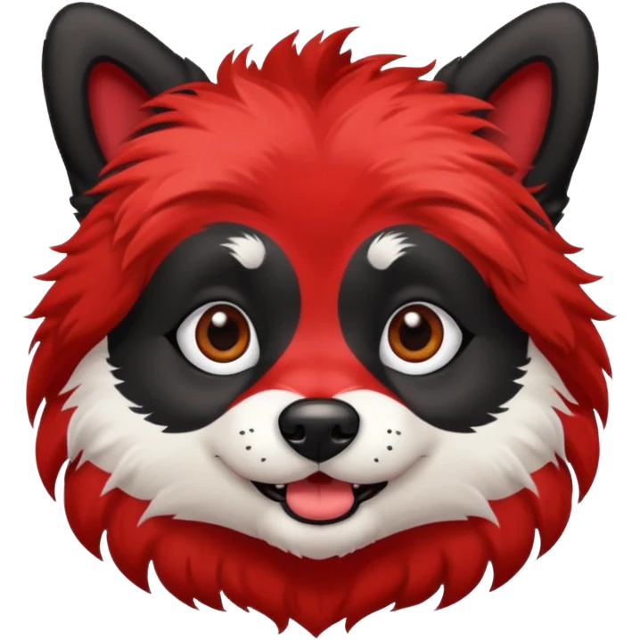 dog with very black inked face and red hair emoji