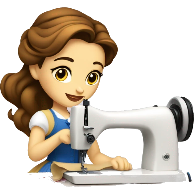 White Belle from beauty and beast sewing with sewing machine emoji