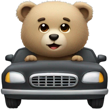 Little fuzzy bear driving a car emoji
