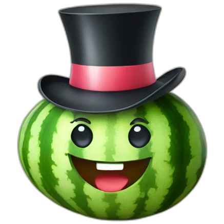 Happy Watermelon slice wearing a top hat emoji