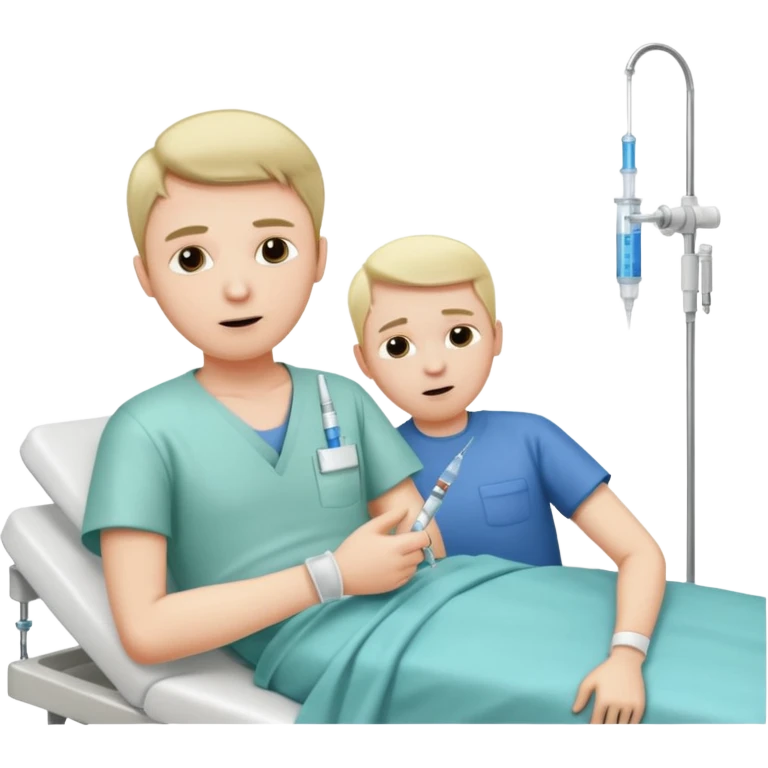 sick man getting syringe shot arm emoji