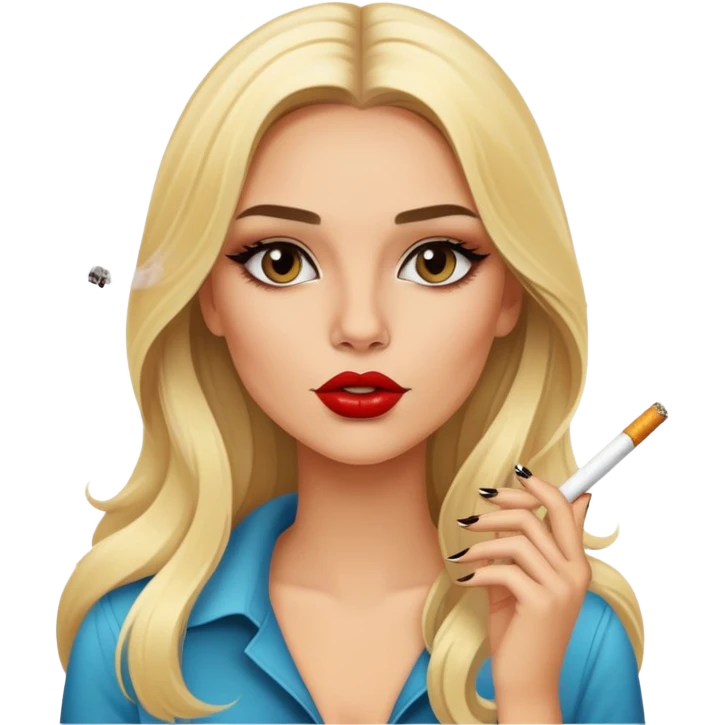 blonde gorgeous girl long hair with latina makeup smoking a cigarette  emoji