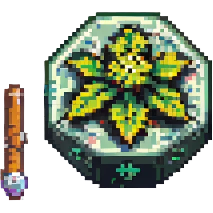 20-sided die d20 pixel art style holding or next to a rolled up weed joint emoji
