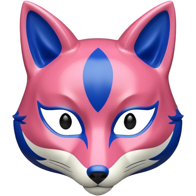 Red, blue and pink fox mask emoji
