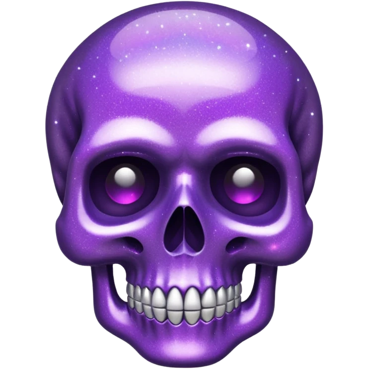 Glitter purple flat skull emoji