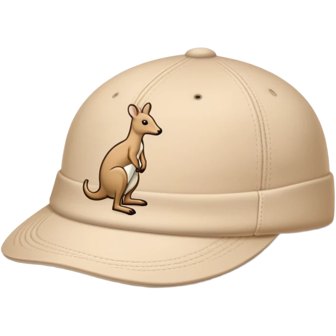 Single beige Kangol 504 flat cap with the iconic Kangol kangaroo logo visible on the side, iOS emoji style, light tan color emoji