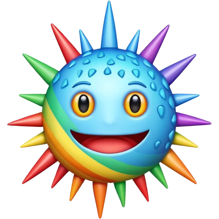 cartoon virus with spikes and rainbow stripes emoji
