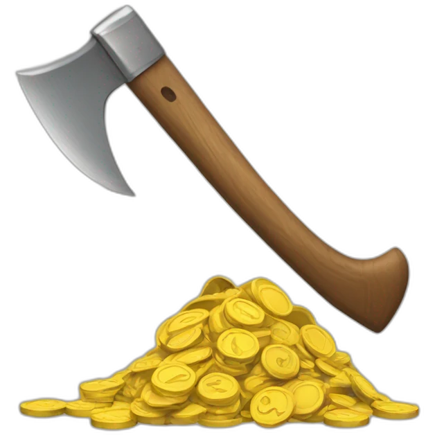 When you break a can with an axe, money comes out. emoji