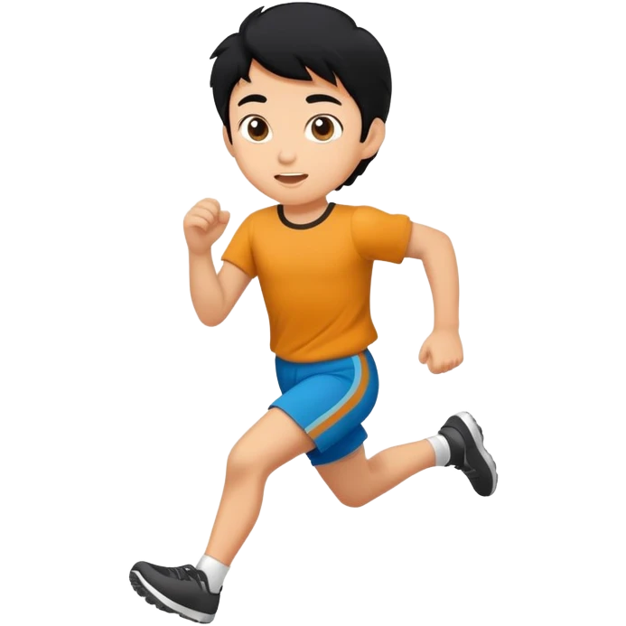 kid with black hair running emoji
