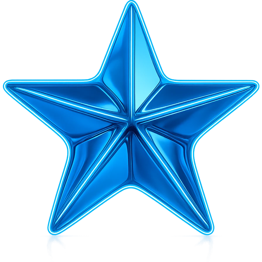 The same star shape and style, glowing blue emoji