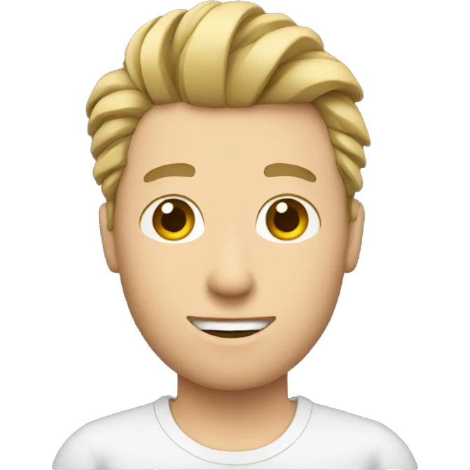 white guy with a man bun undercut holding a camera emoji
