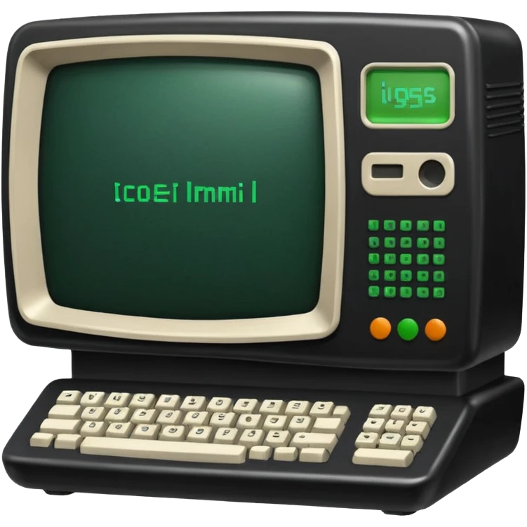 mac os icon code computer retro terminal, black, green white emoji