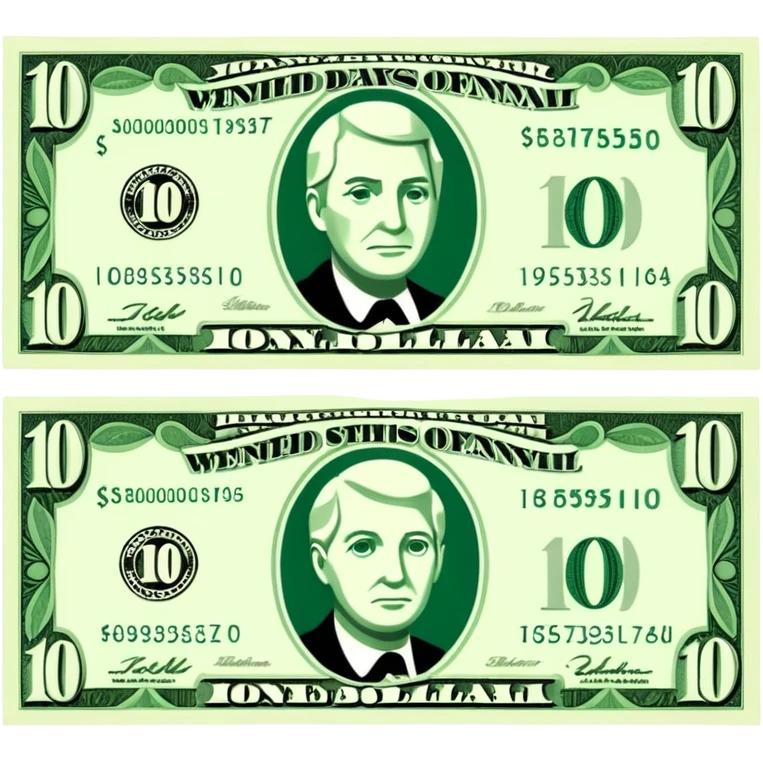 one 10 dollar bill flat  emoji
