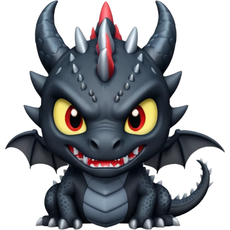 Un dragón furia nocturna mirando de frente animado que se vea malo  emoji