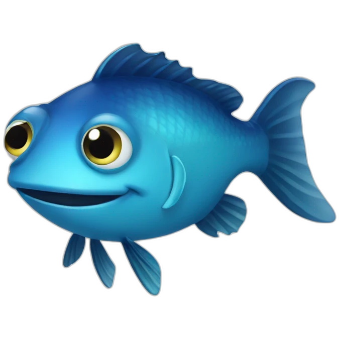 dark blue fish with light cyan smile and eyes emoji