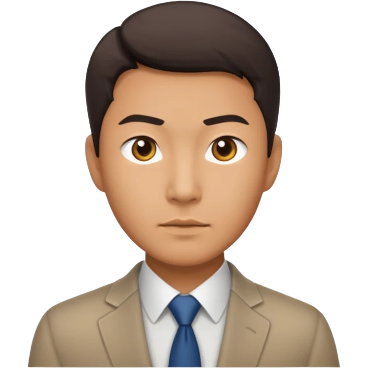 A proud Asian man embodying a sharp sense of rationality and a keen eye for smart, ambitious career moves. emoji
