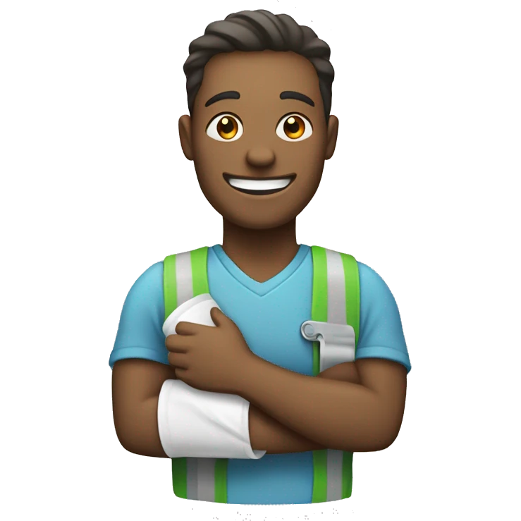 Happy Injured worker with a cast  emoji