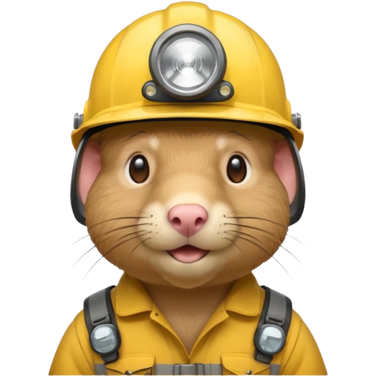 a mole rat, yellow helmet, headlamp emoji