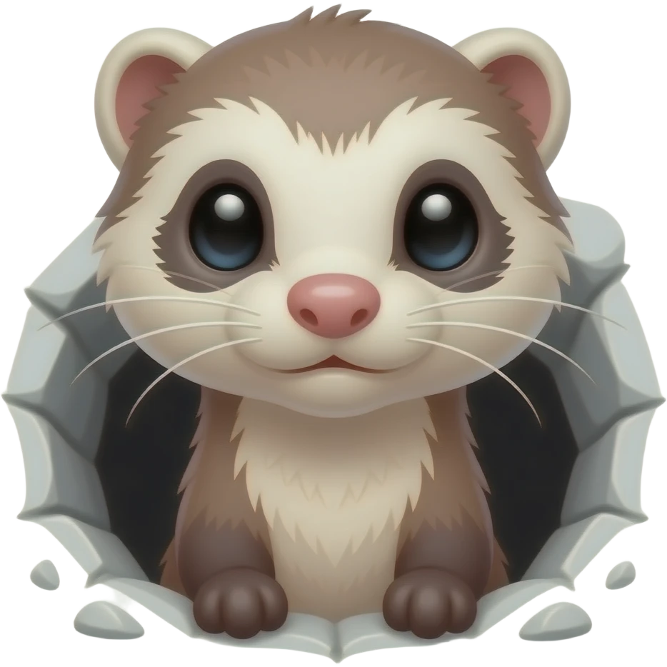 Cartoon ferret peaking from a hole emoji