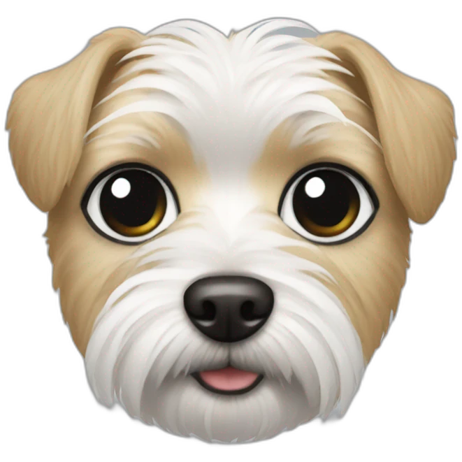 White Morkie black eye emoji