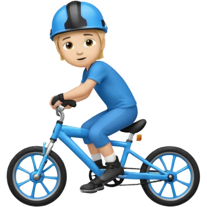 bike riding black bike blonde hair boy blue helmet emoji