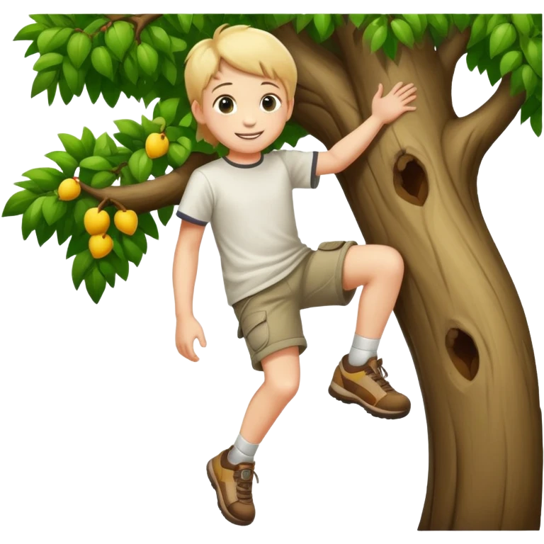 child climbing a tree emoji