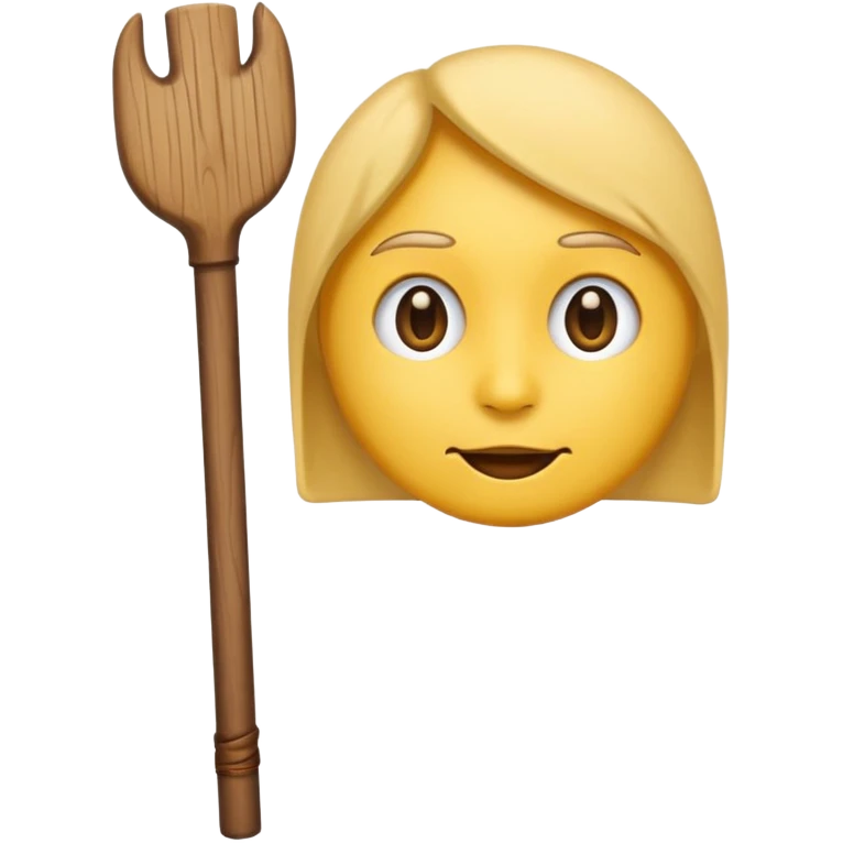 normal emoji with a stick coming from the front emoji