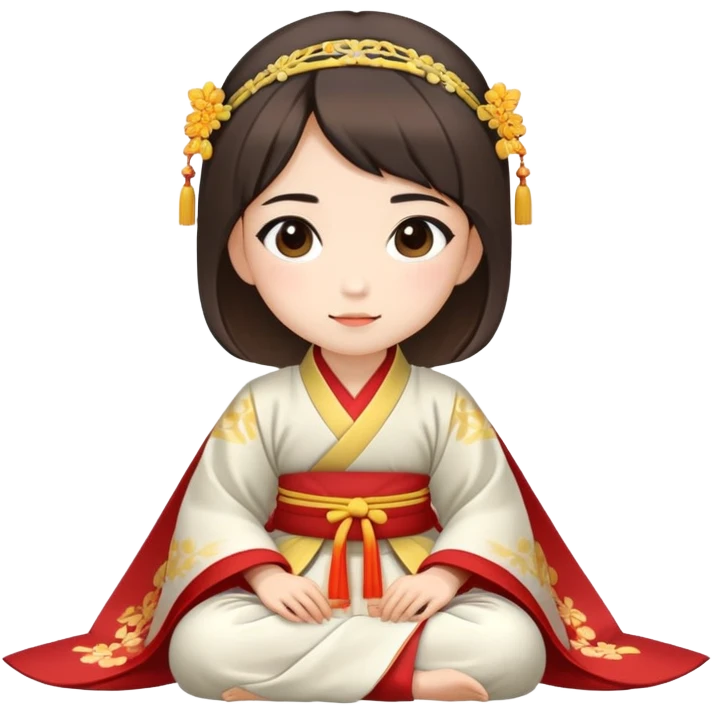 Beautiful girl in Hanfu sitting on the ground emoji