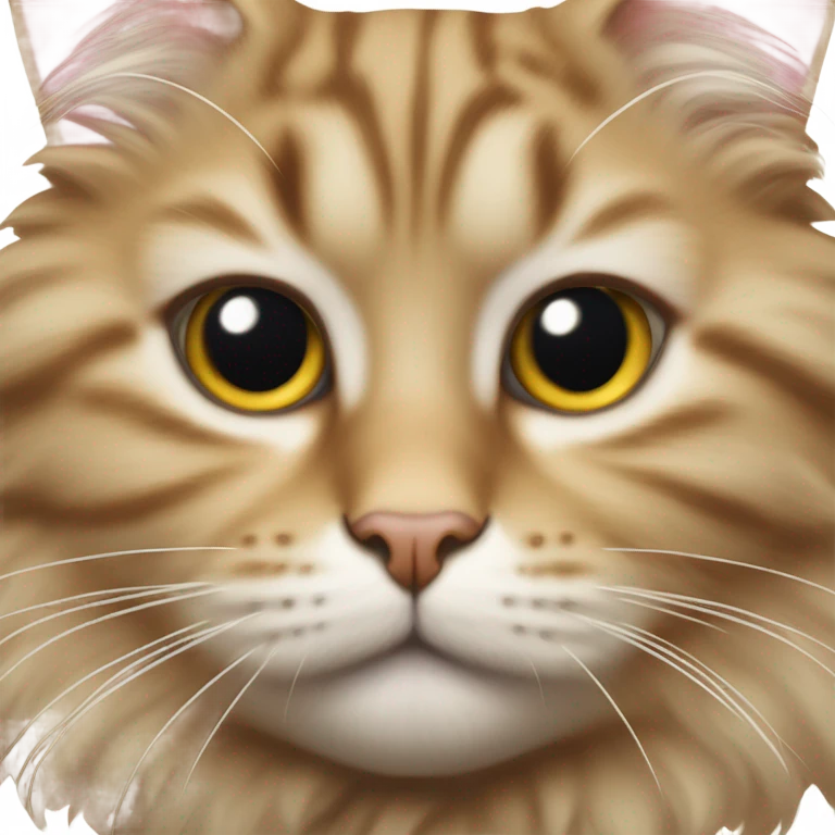 Fluffy tabby cat face with white snout emoji